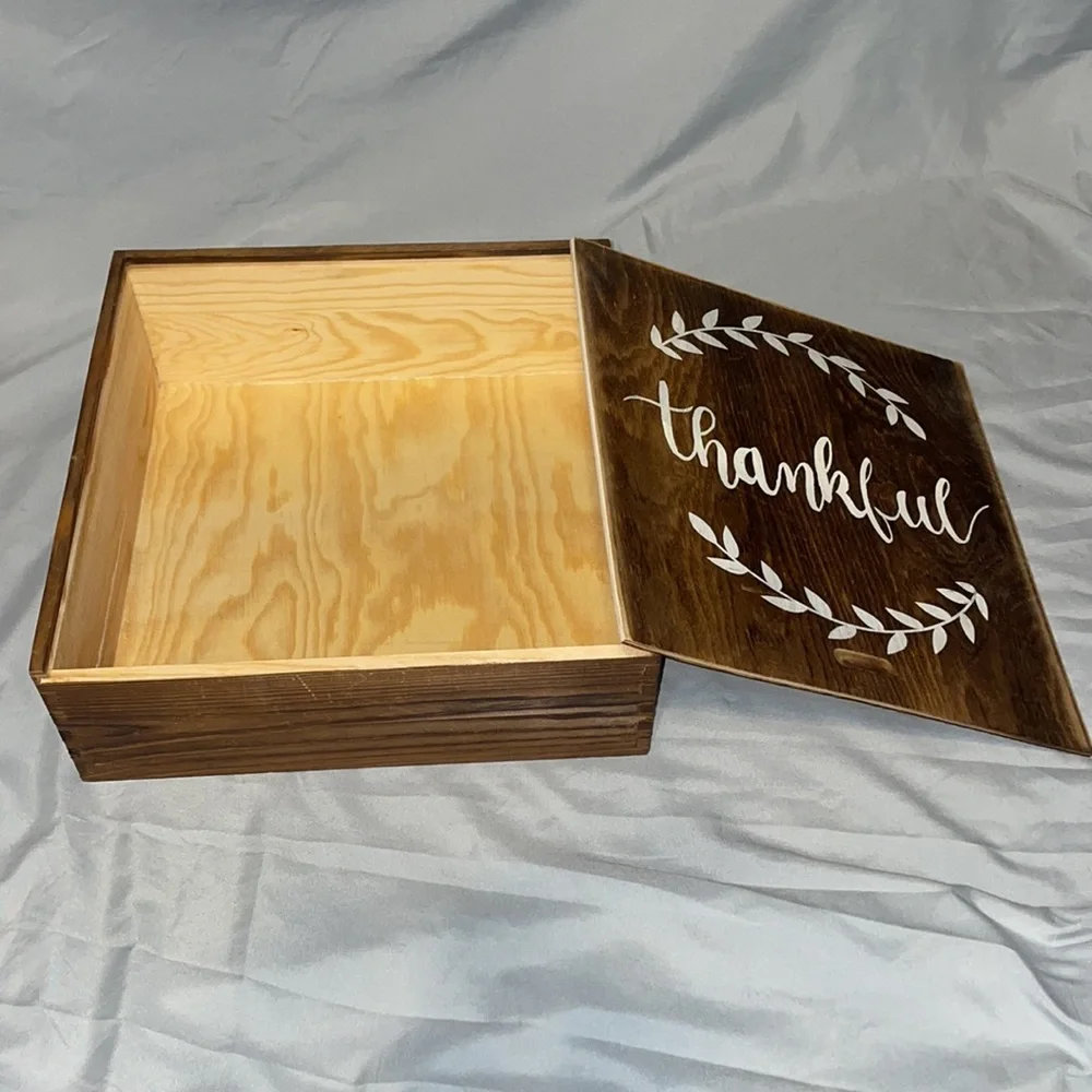 Rustic Wooden Thankful Storage Box